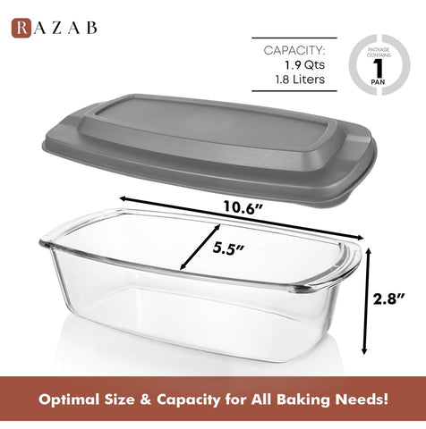 Razab loaf pan lid on demonstrates secure, leakproof storage from oven to fridge.