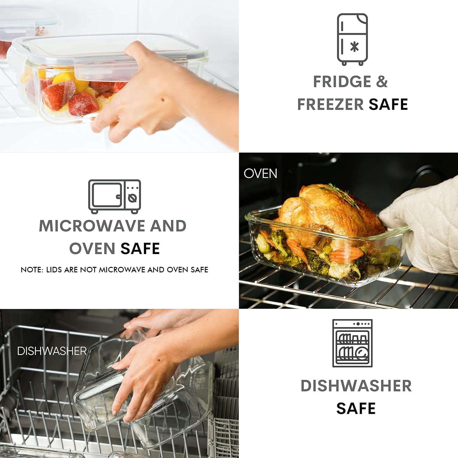 Razab glass bakeware and storage can be used in microwave and oven.
