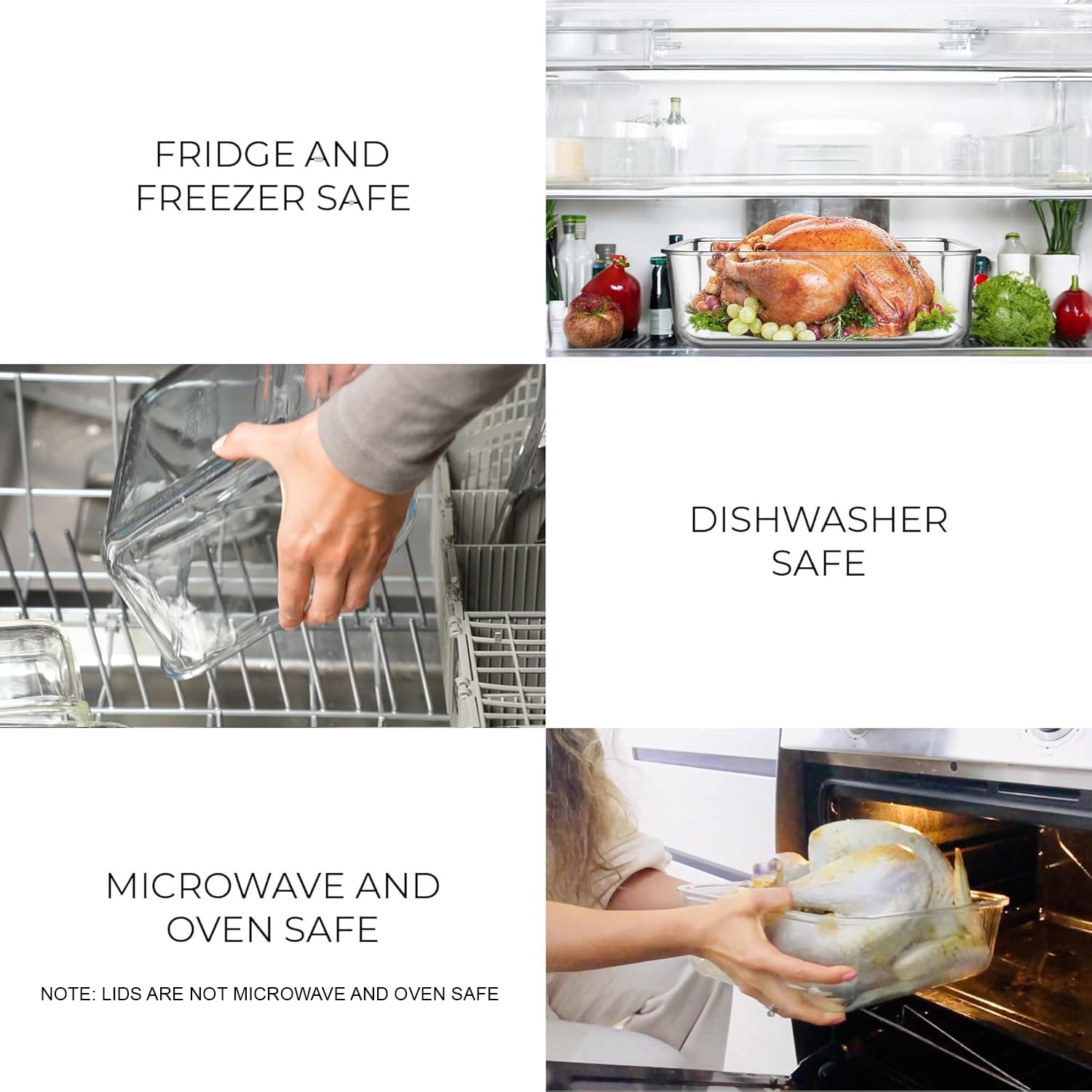 Razab oven-safe glass container suitable for baking and reheating.