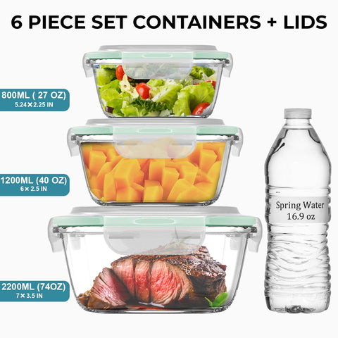 Razab oven-safe glass containers (without lids) for easy reheating.