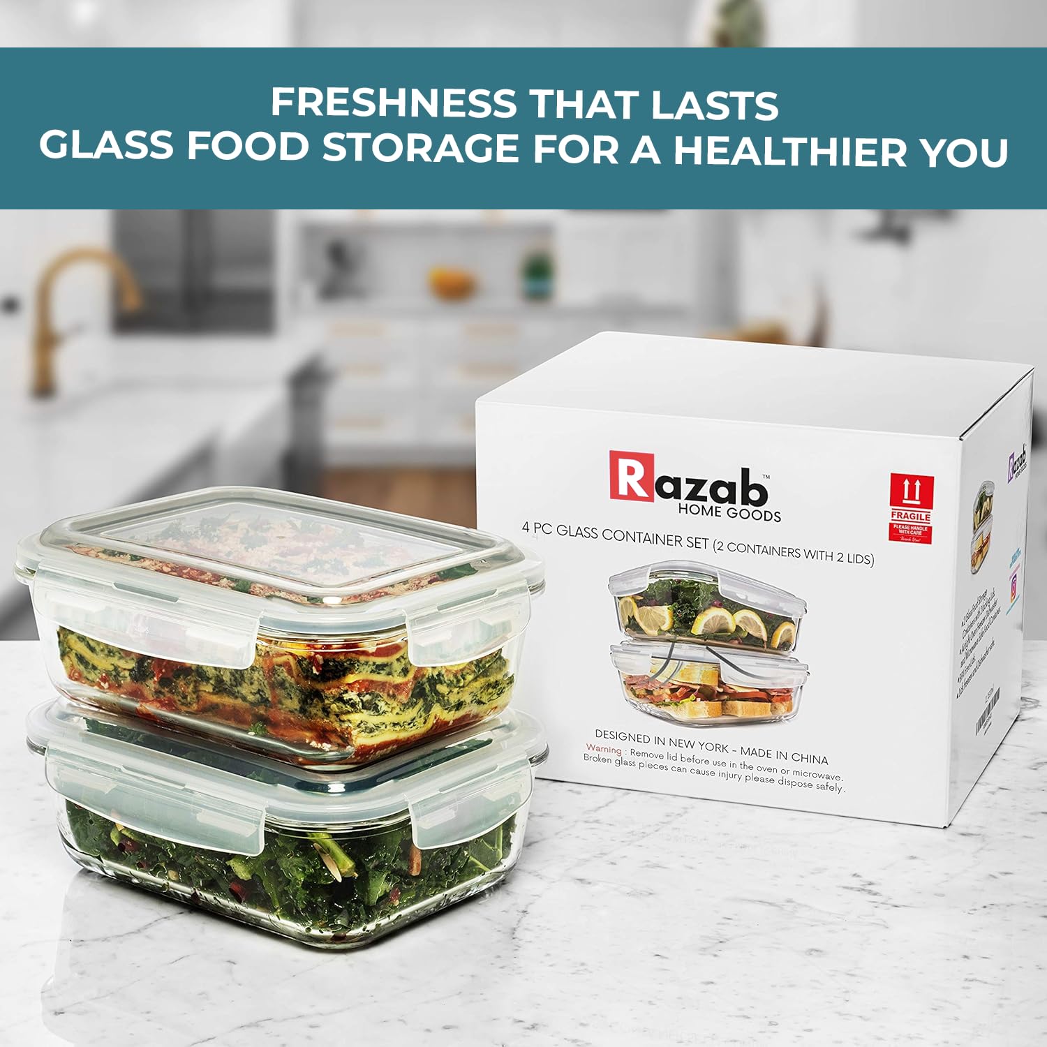 Razab rectangle shape maximizes fridge space and reduces wasted air.