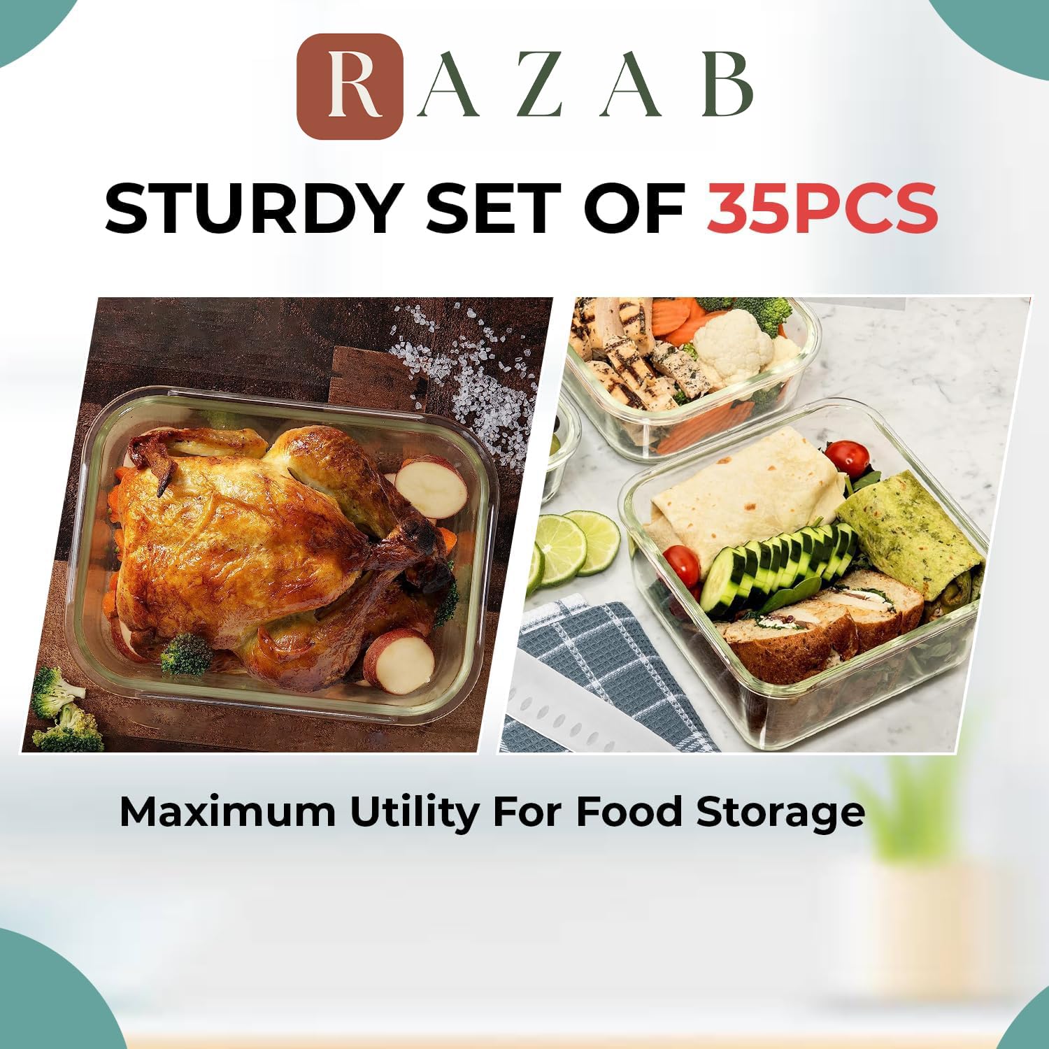 Razab rectangular and square leftovers stay fresh from fridge to microwave.