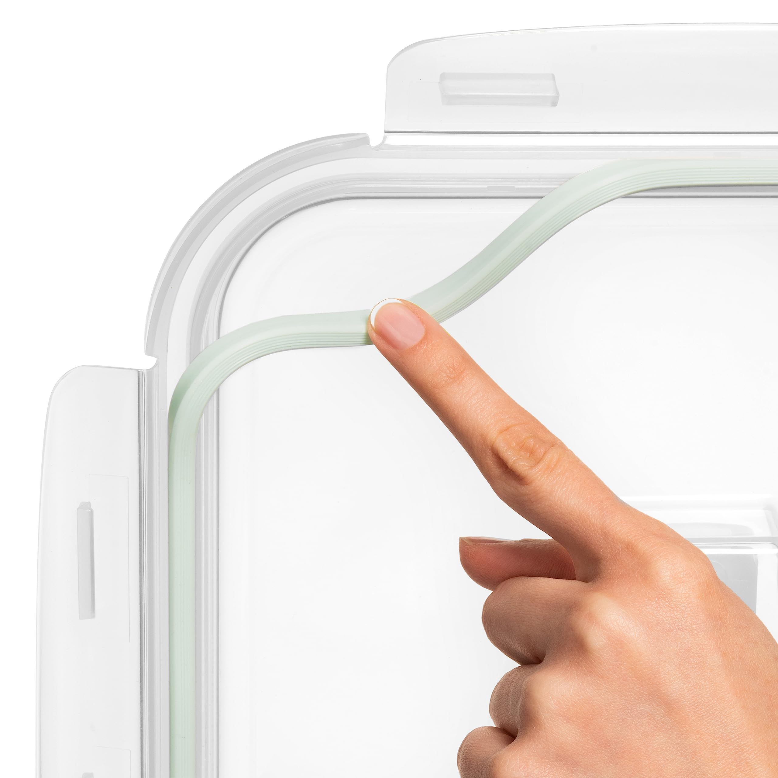 Close-up of Razab silicone-sealed lid for airtight storage.