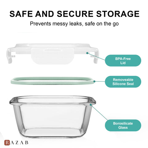 Razab snap-lock lids providing leakproof seals for safe sauce storage.