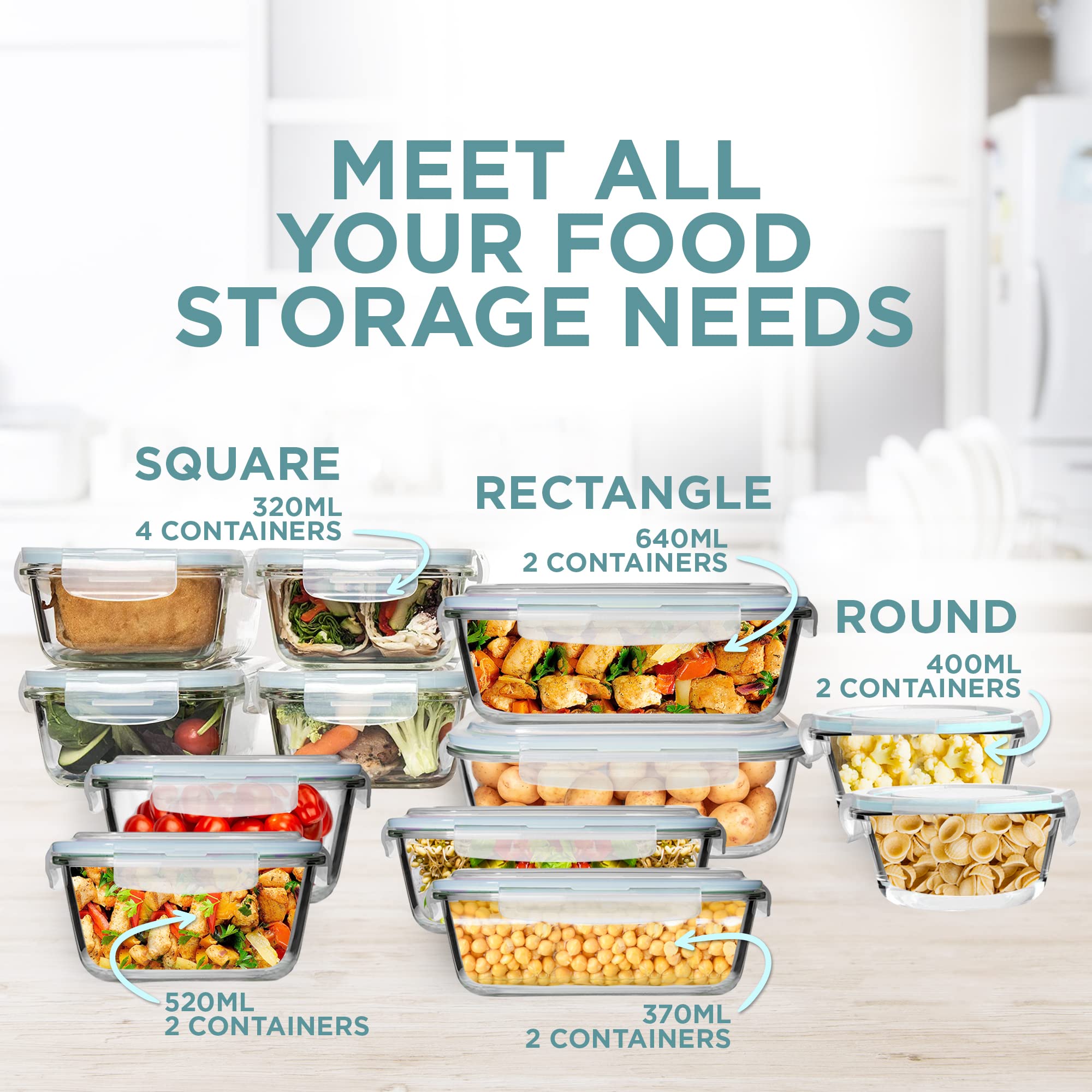 Razab stain- and odor-resistant glass keeps meals fresh over time.