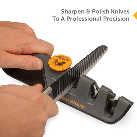 RAZORSHARP diamond-coated stones sharpen knives quickly for lasting edges