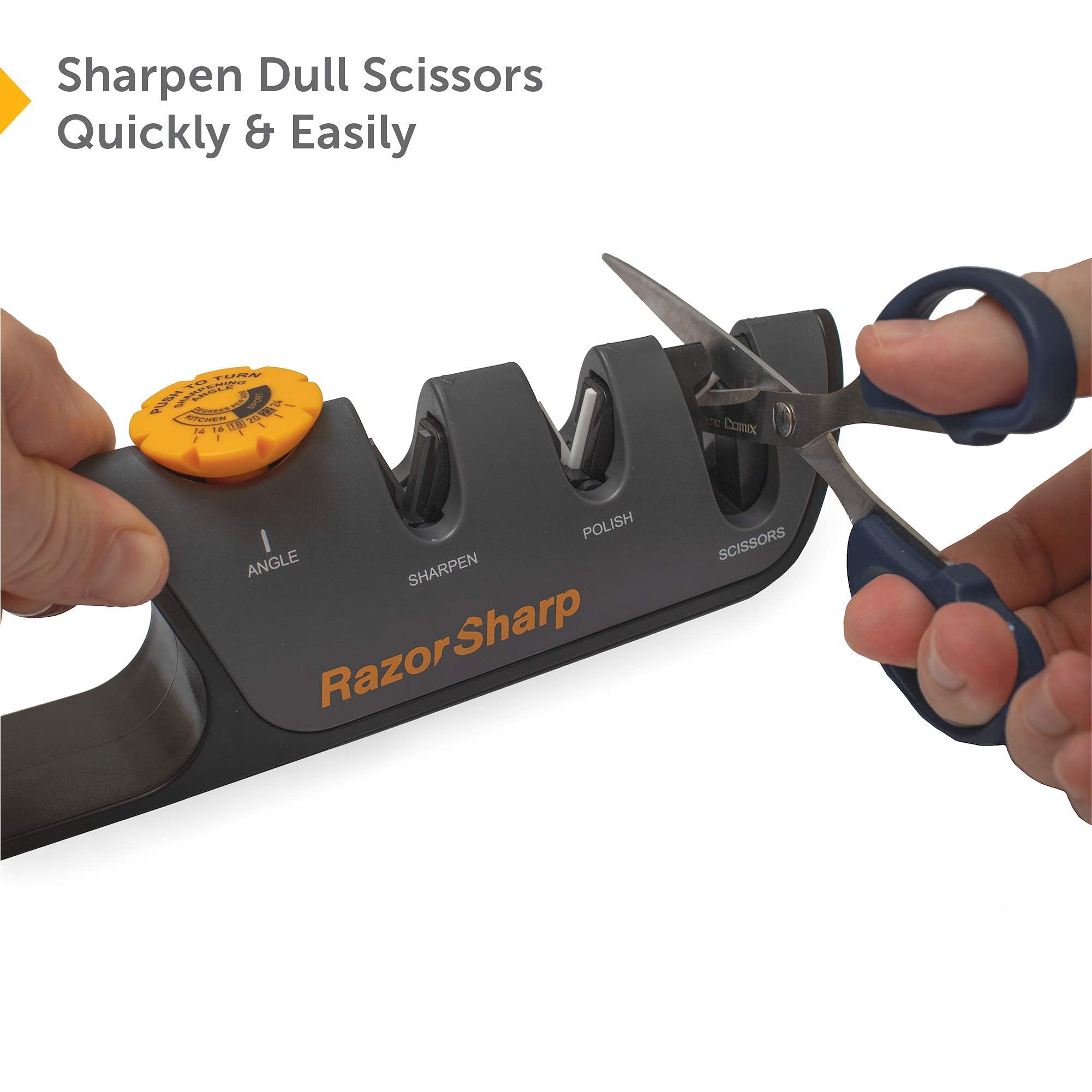 RAZORSHARP sharpener in use in a professional kitchen for consistent knife maintenance