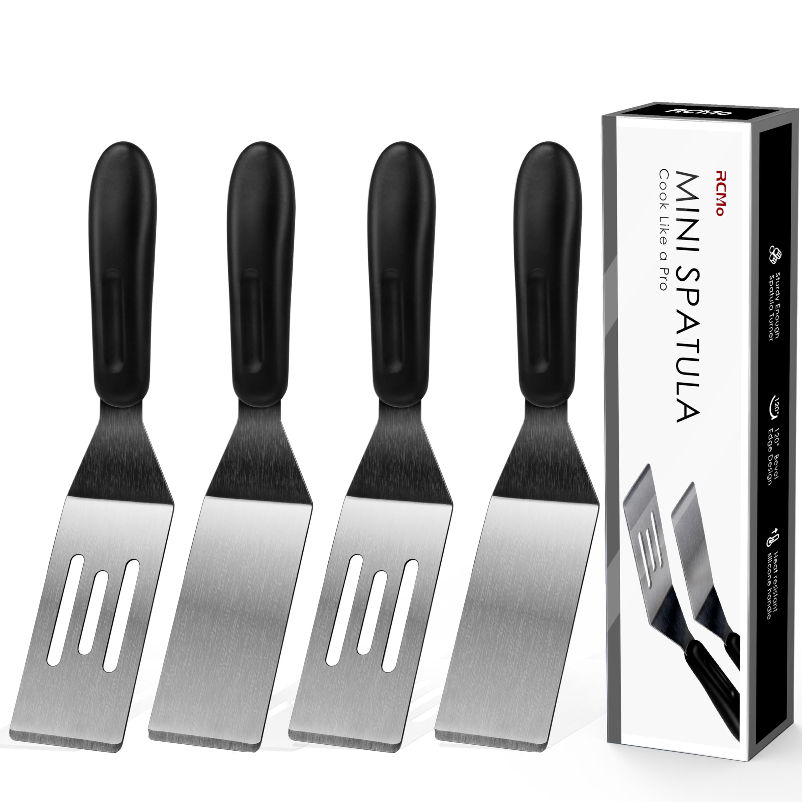 RCMo solid blade mini spatula 8x15 in ideal for flipping cookies and small treats.
