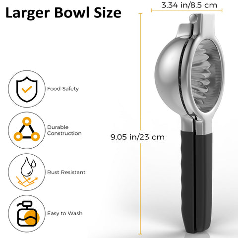 RCMo lemon squeezer with silicone handles for a comfortable grip during pressing