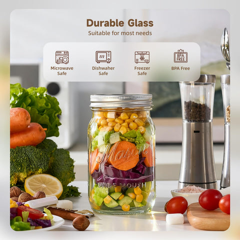 Rcoeuph Mason jar 32oz airtight seal keeps foods fresh longer.