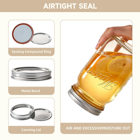 Rcoeuph Mason jar 32oz clear glass shows contents at a glance.