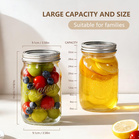 Rcoeuph Mason jar 32oz dishwasher-safe for easy cleanup.