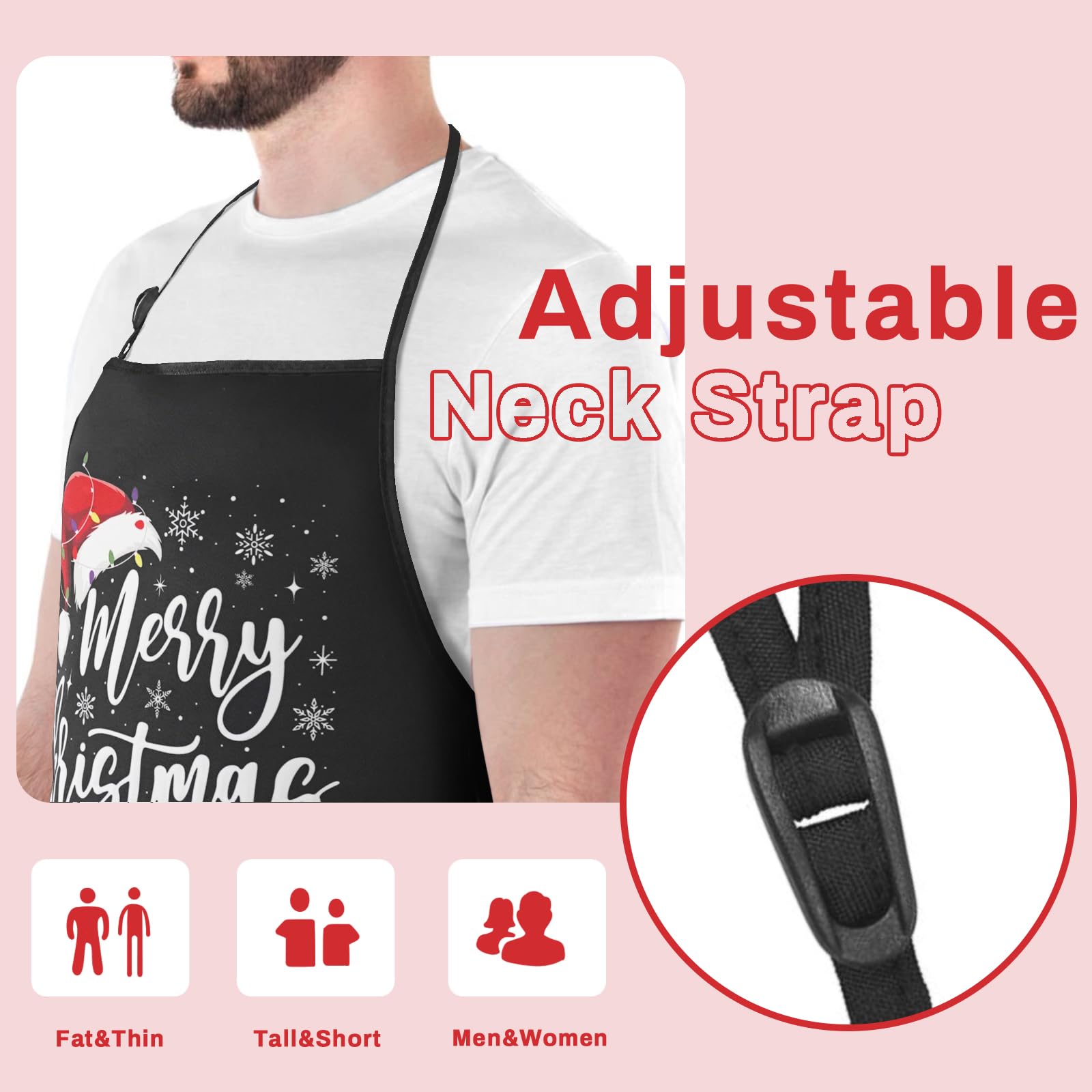 Rcvlauf Christmas apron has an oil-proof surface to protect clothing.