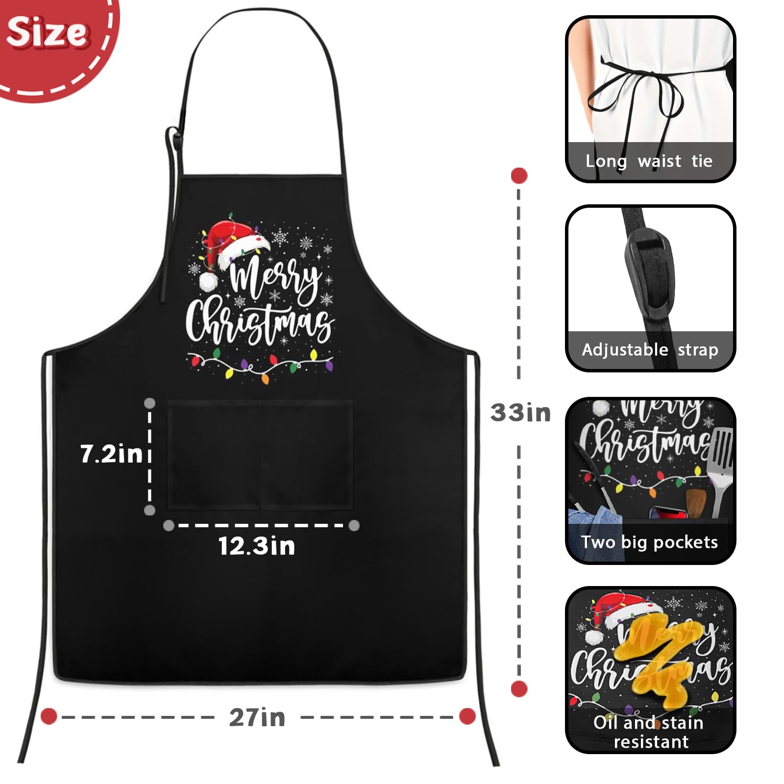 Rcvlauf Christmas apron fabric is stain-resistant for messier cooks.