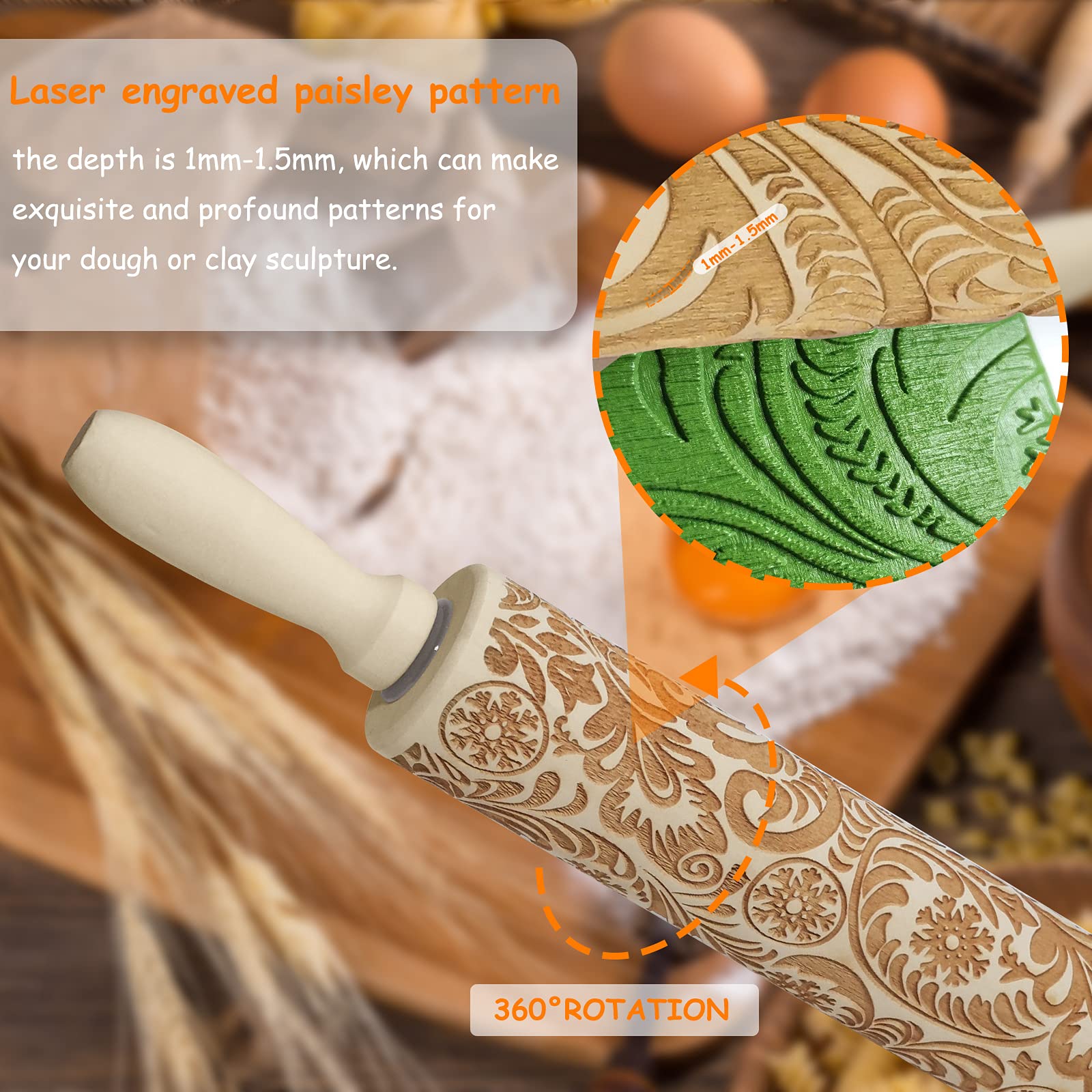 RDGDFONG easy-grip rolling pin supports comfortable, controlled rolling