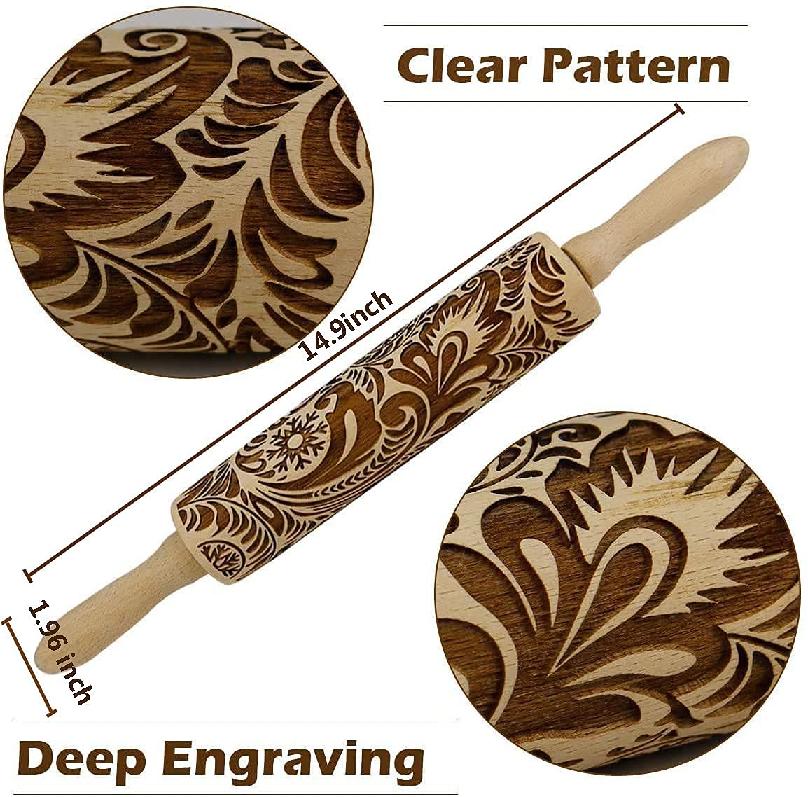 RDGDFONG gift-ready embossed rolling pin for kitchen lovers