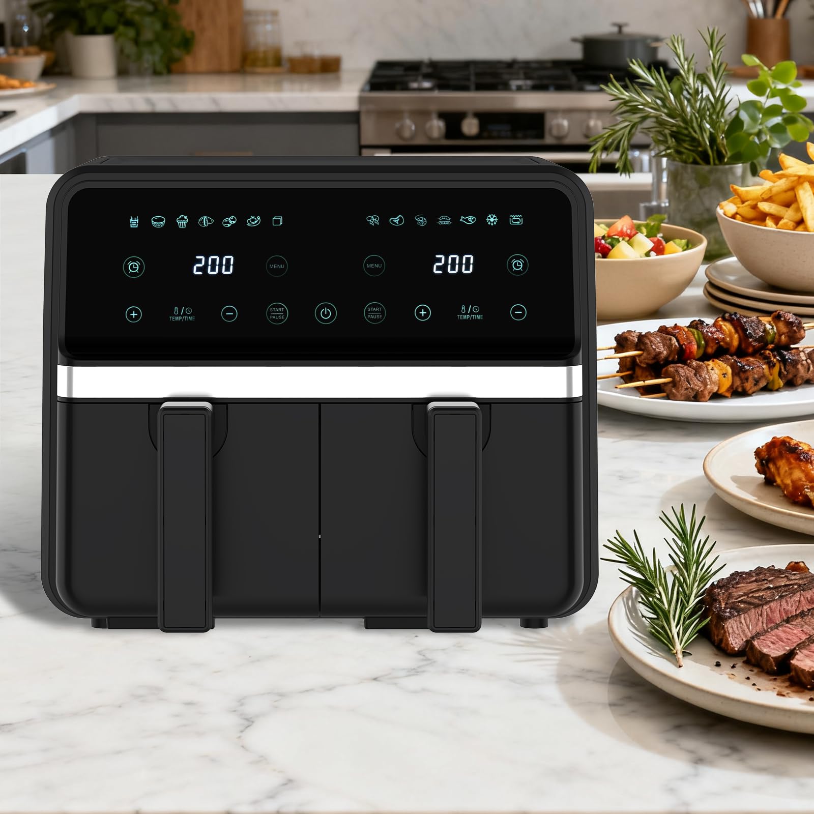 REABELL independent basket controls highlight separate temperatures and times for different foods