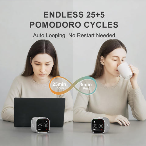 REACHER timer cube with silent and vibration alert modes for focus