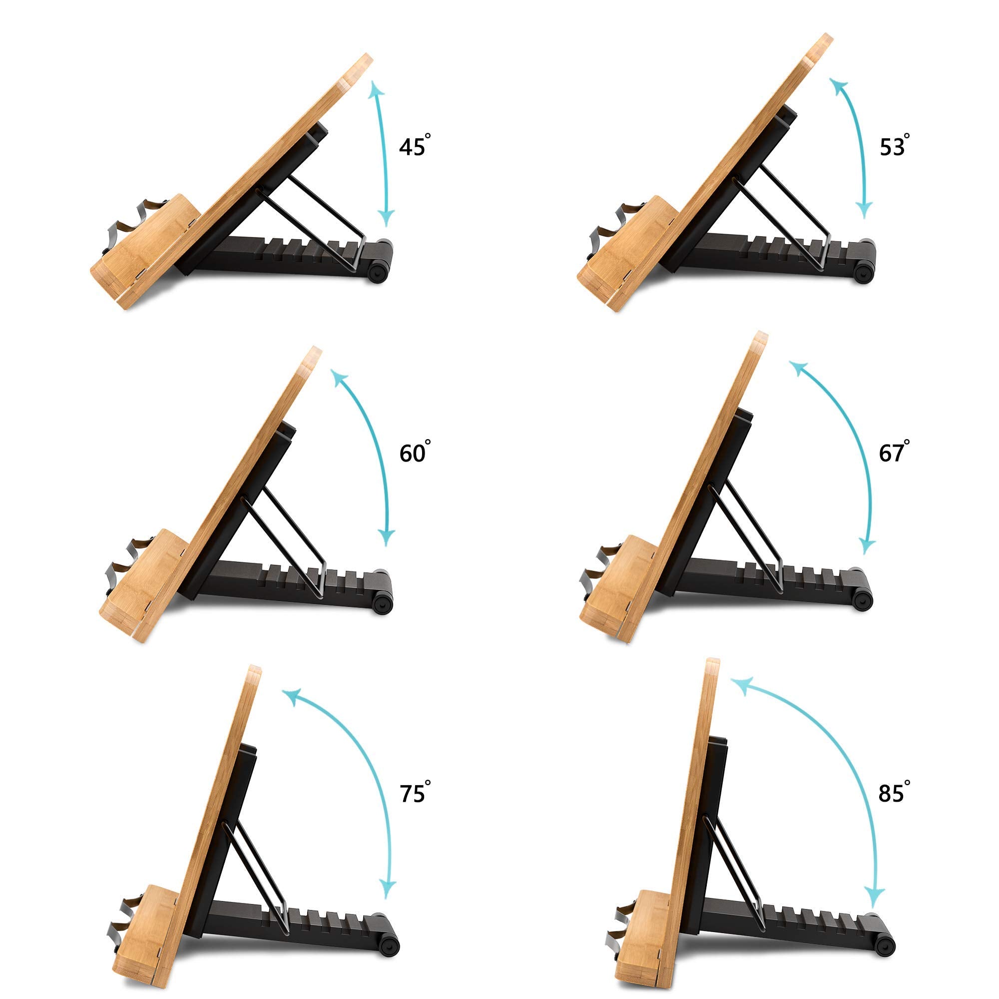READAEER bamboo book stand tabletop use for kitchen or office.