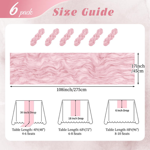 RealBox six-pack 108-inch runners for flexible wedding or party table styling.