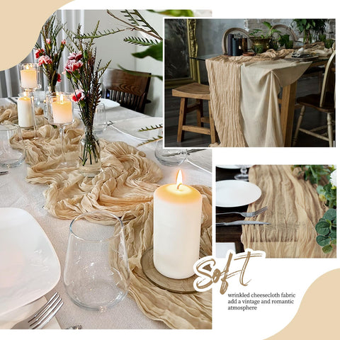 RealBox baby shower decor with beige gauze runner creates warm ambience.