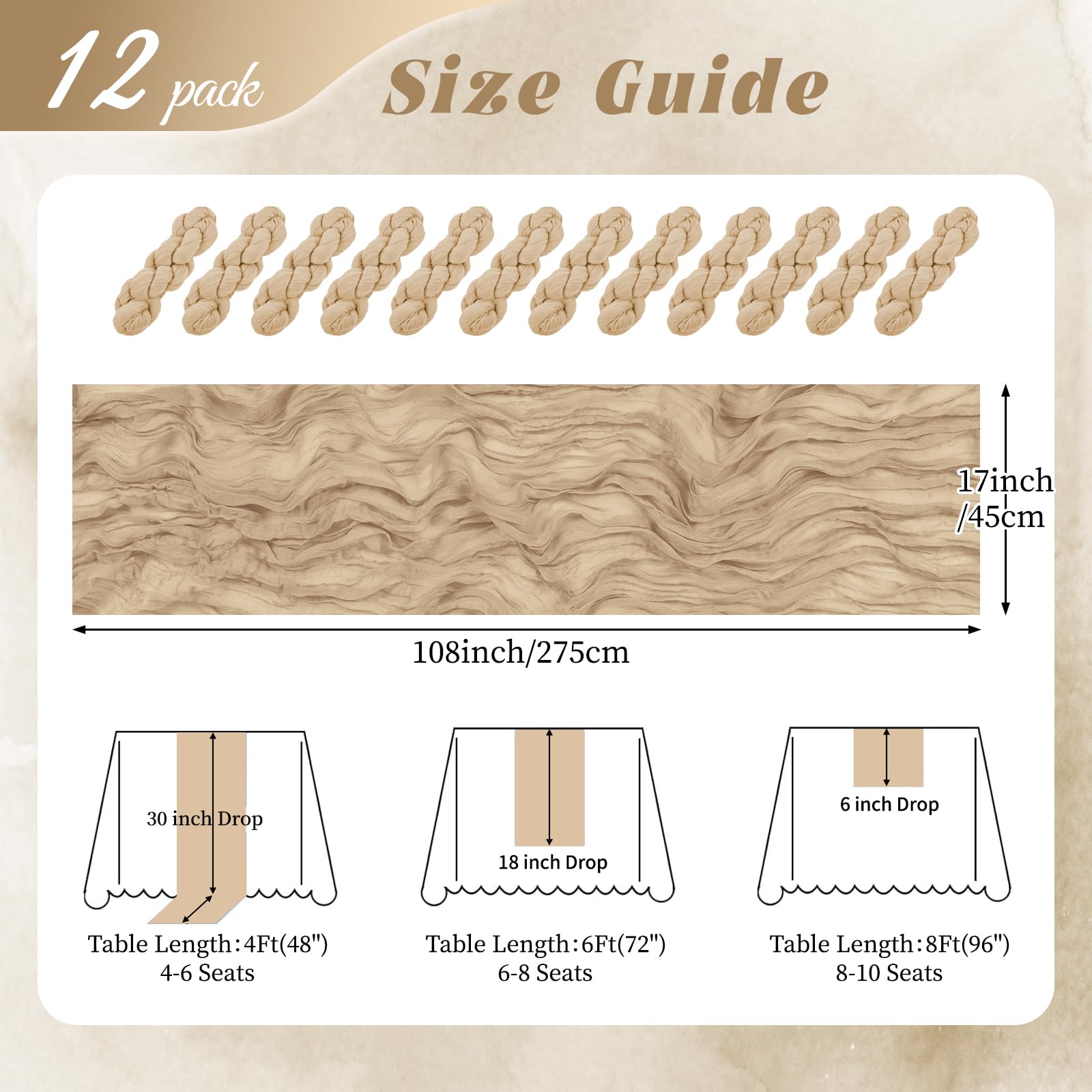 RealBox 108-inch gauze table runner used as backdrop drape