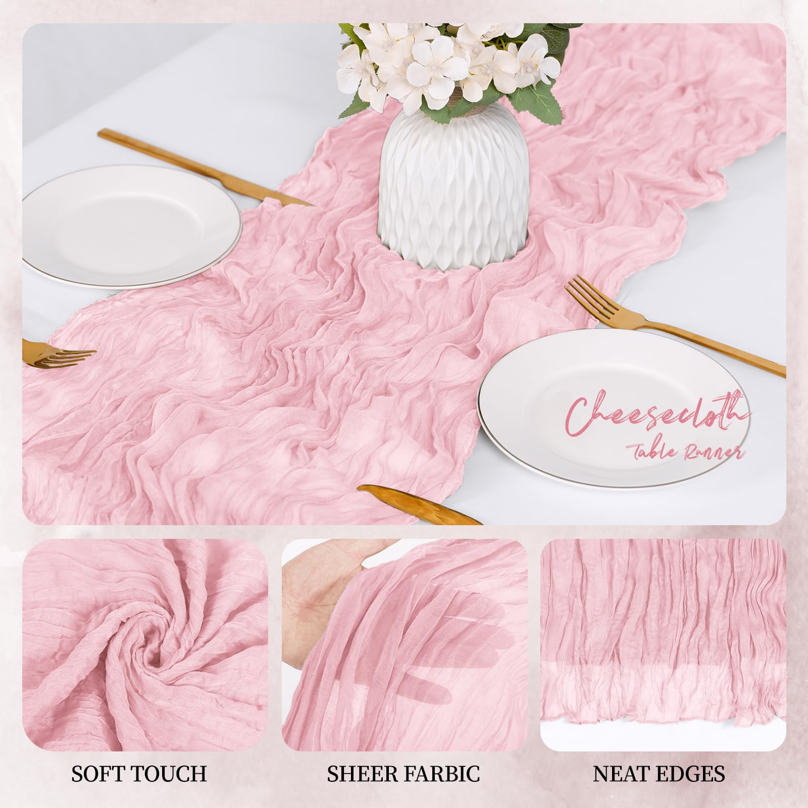 RealBox boho gauze table runner adds romantic ambiance to events.