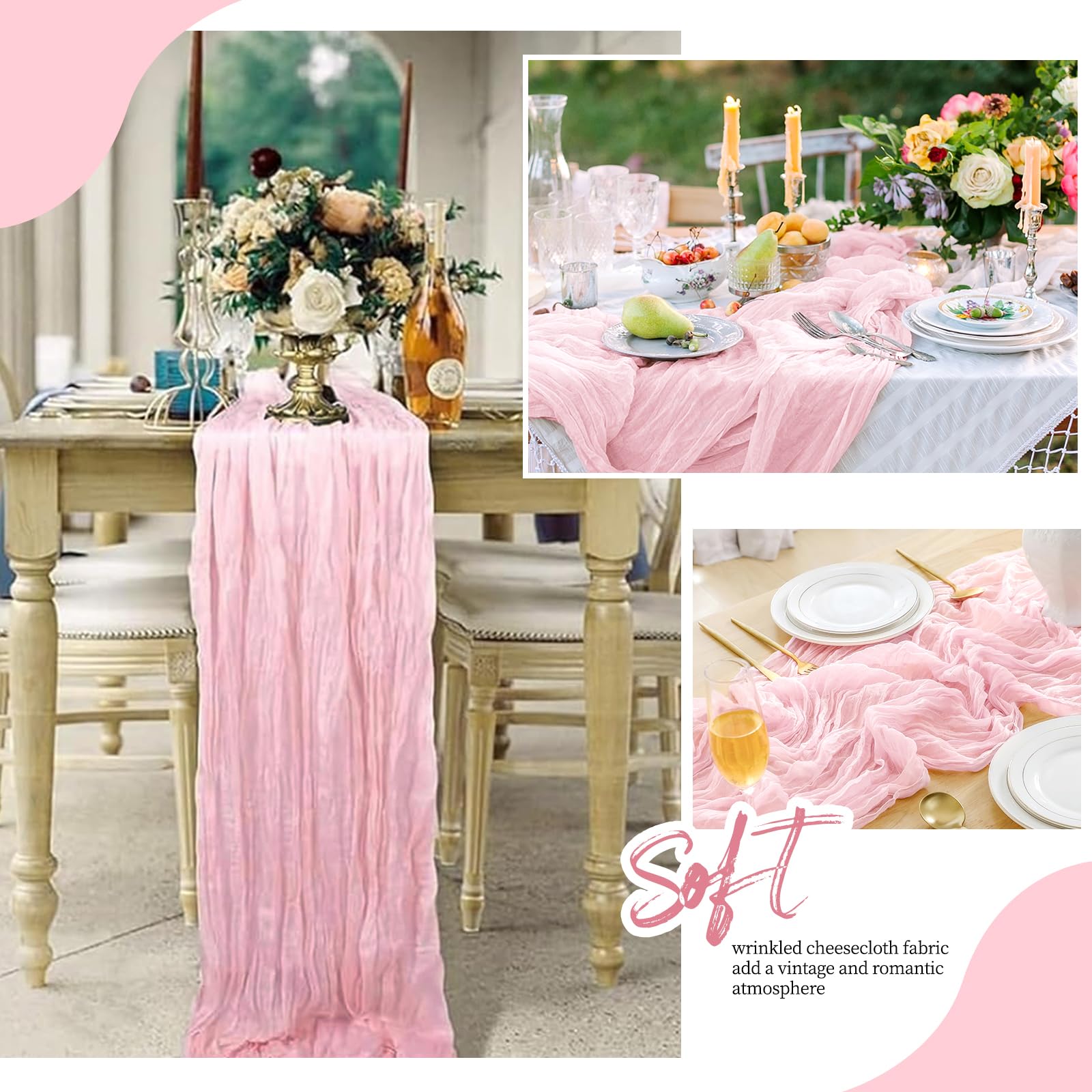 RealBox cozy dining table setup with gauze runner for warm ambiance.