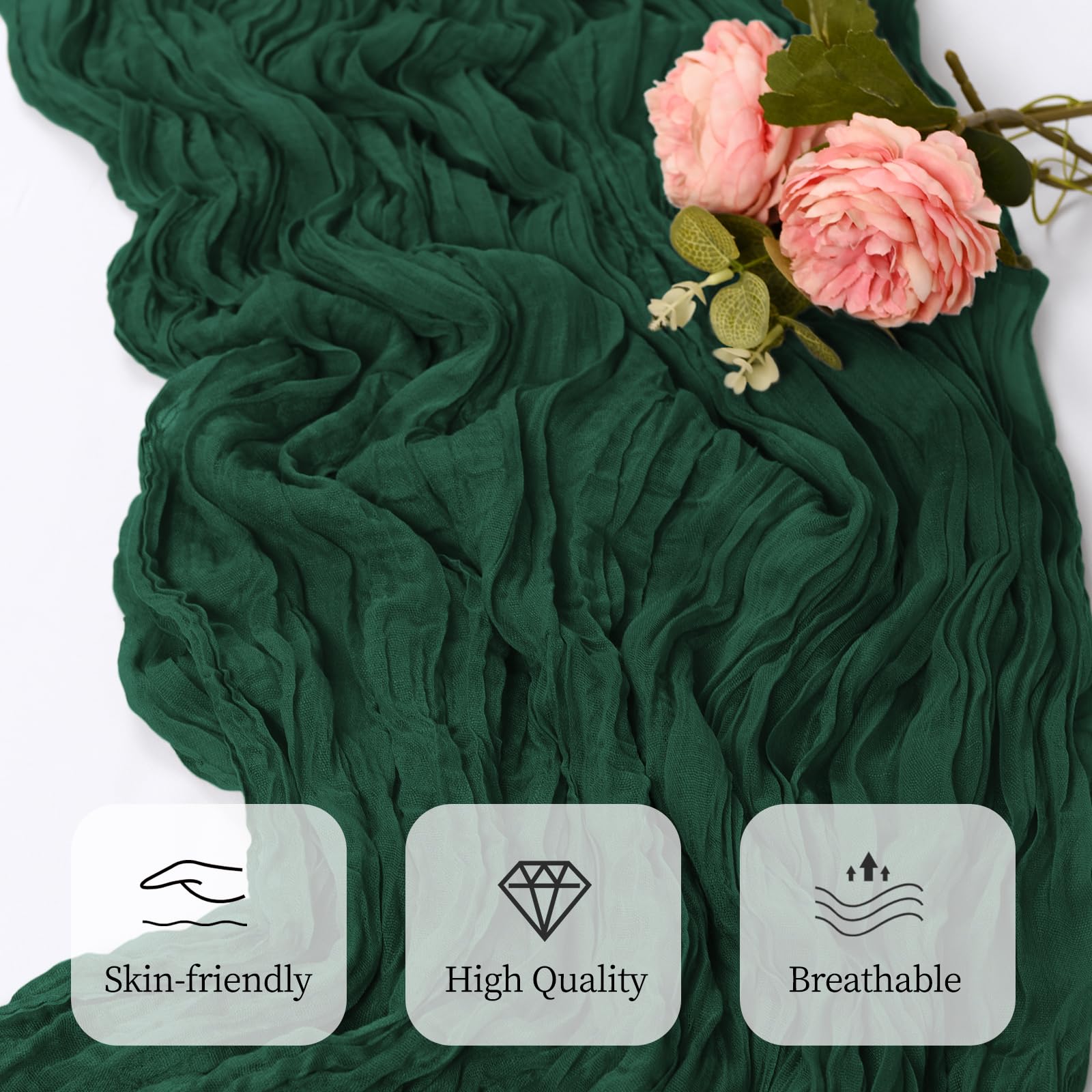 RealBox emerald green gauze table runner for baby showers and celebrations
