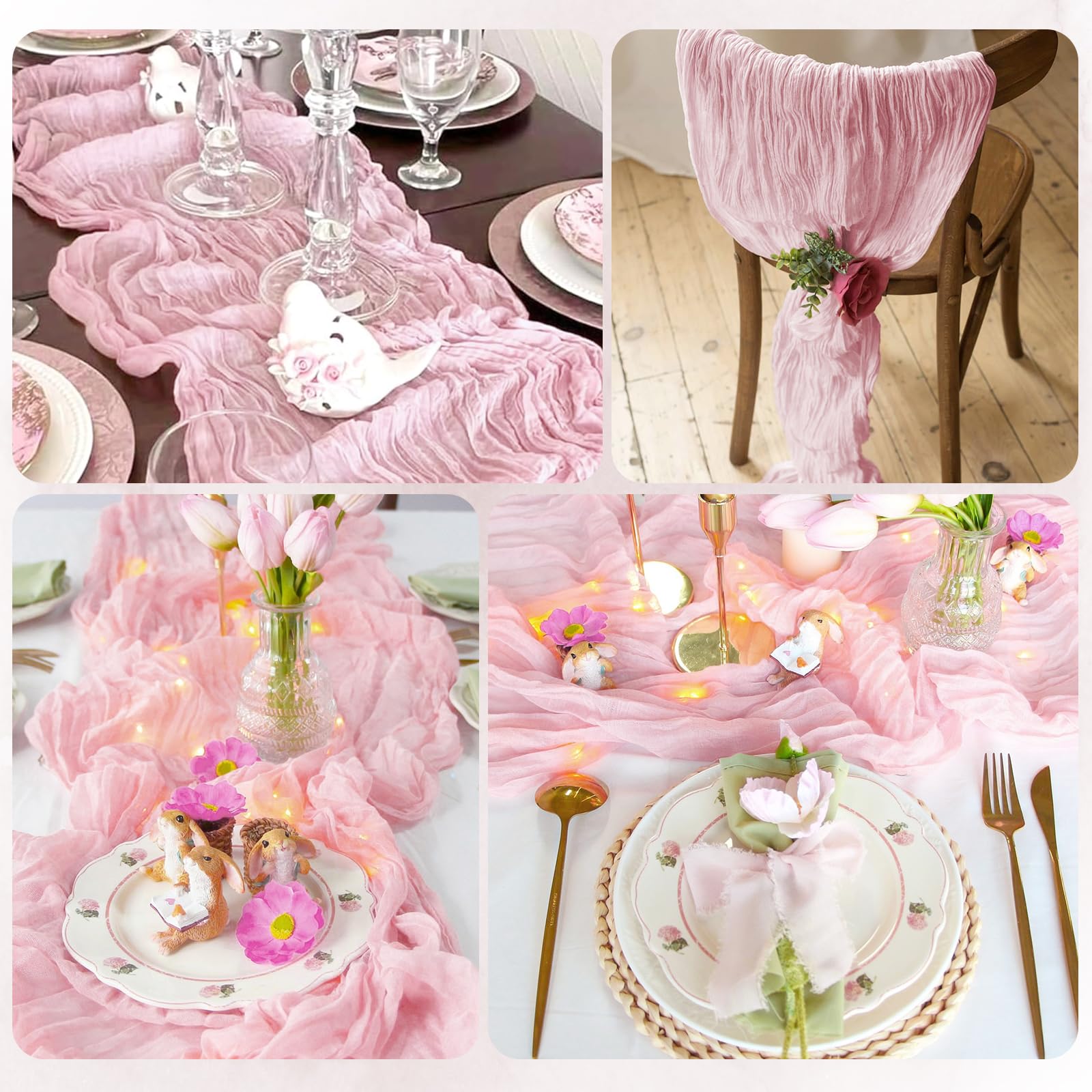 RealBox home dining decor using light pink table runners.