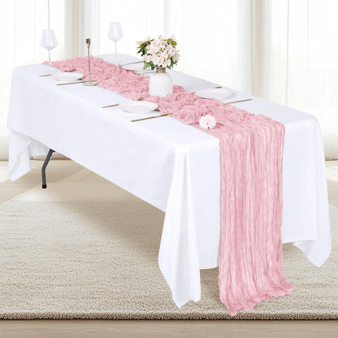 RealBox semi-sheer table runner creates elegant drape for dining setups.