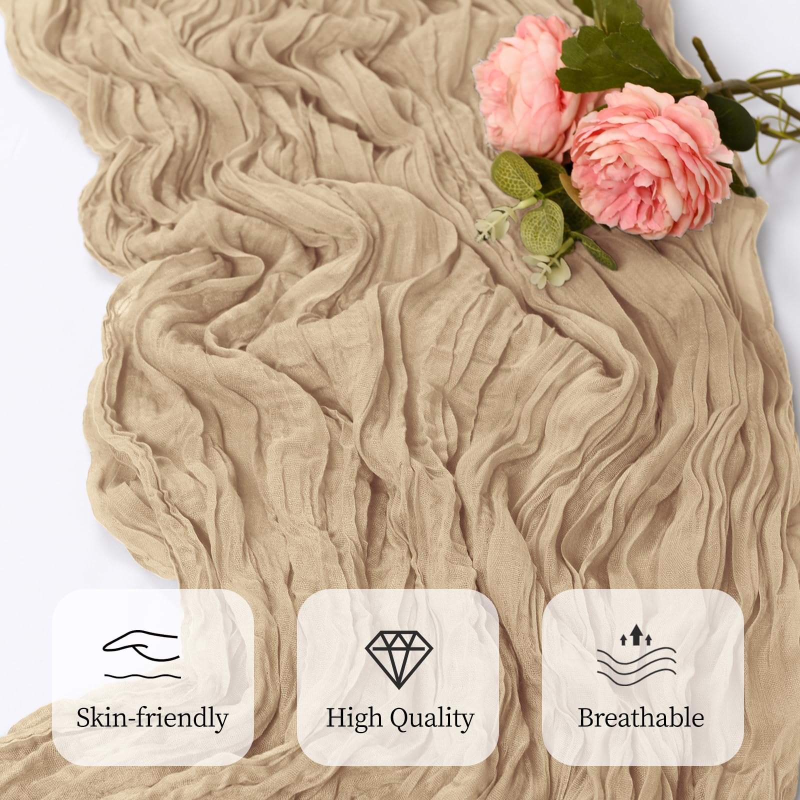 RealBox beige table runner used as chair sash enhancement