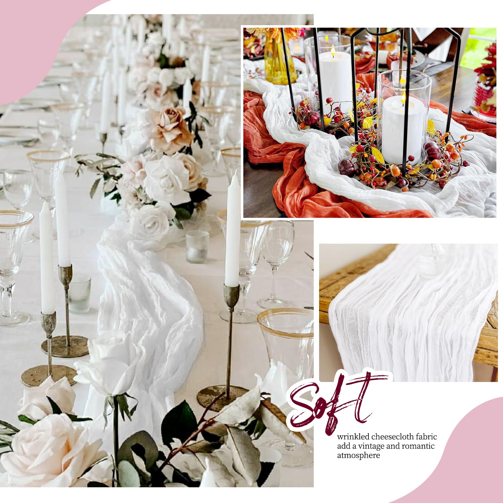 RealBox wedding table decor runner adds romantic backdrop.