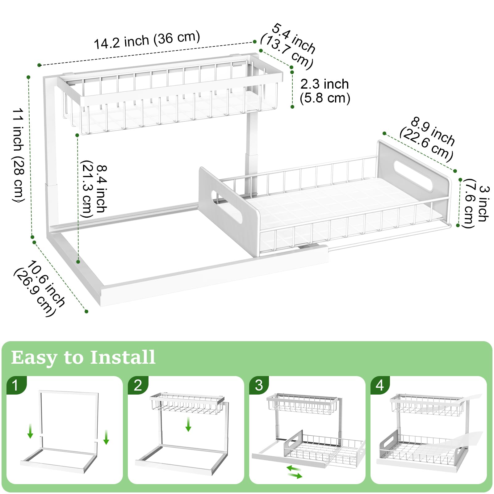 REALINN two-tier sink storage keeps tall bottles organized and easy to grab.