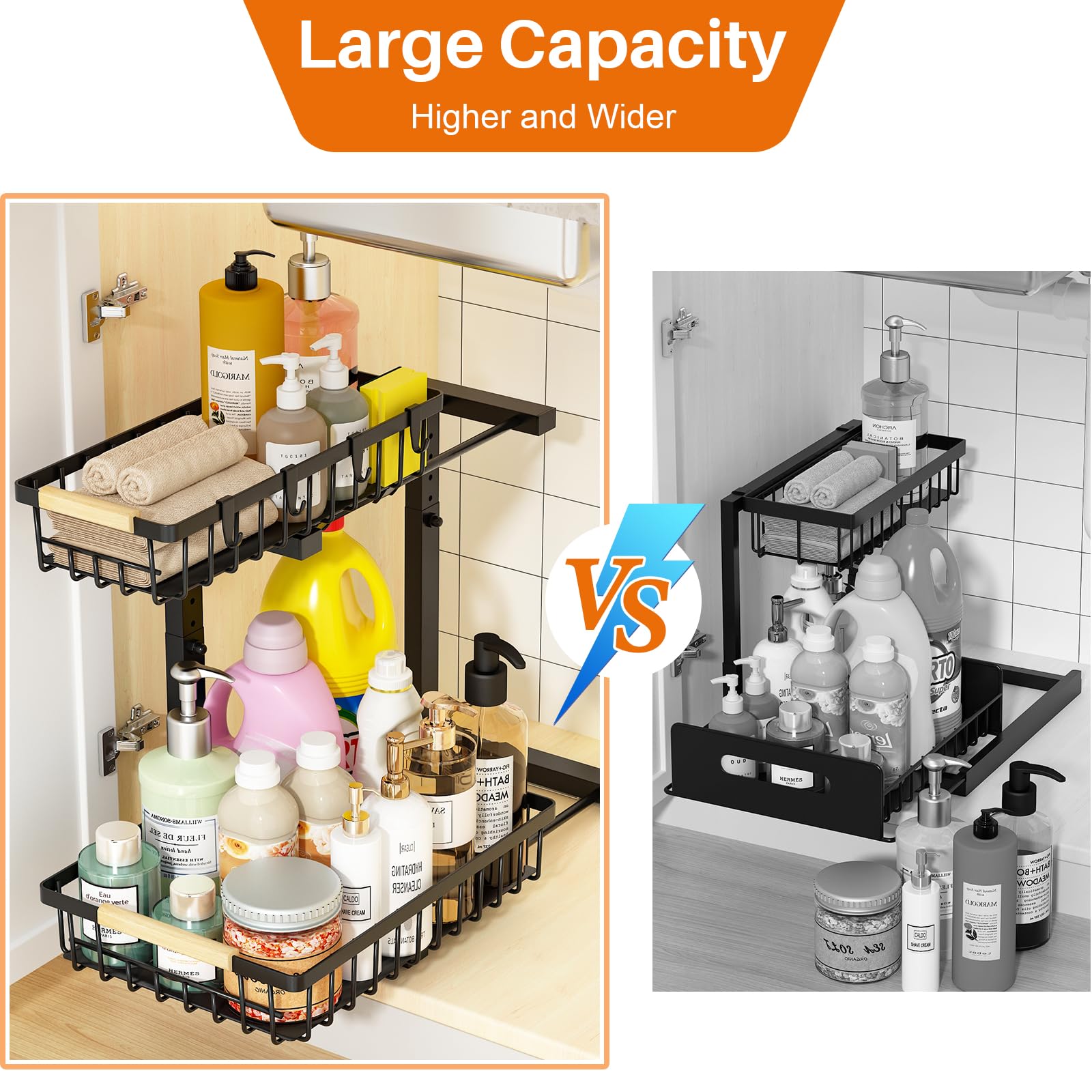 REALINN bottom drawer stores tall bottles for max space.