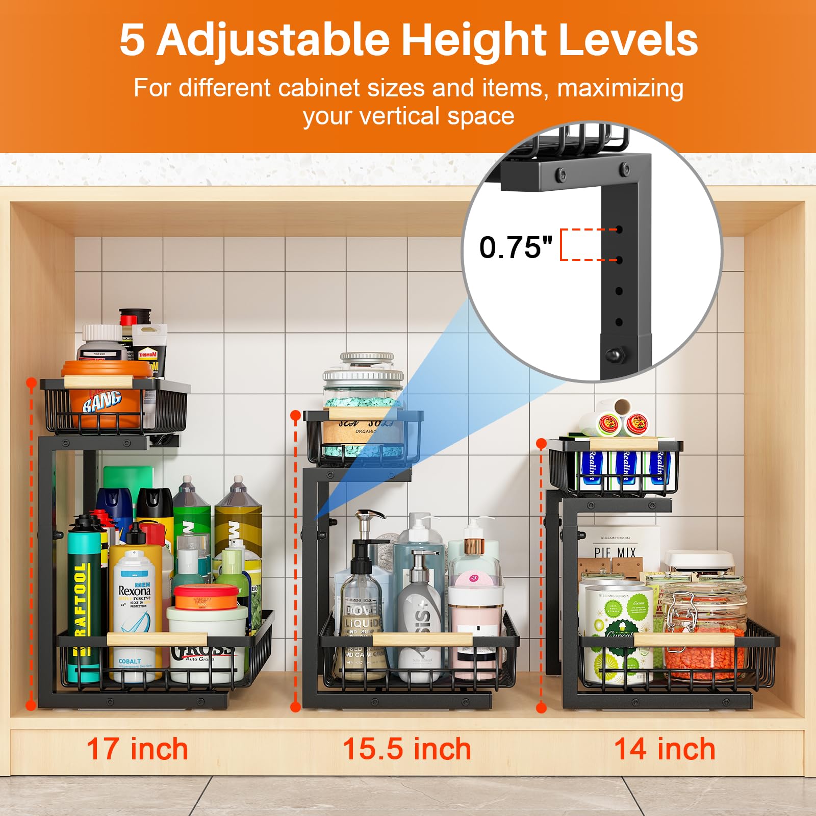 REALINN L-shaped design saves space around plumbing and disposal.