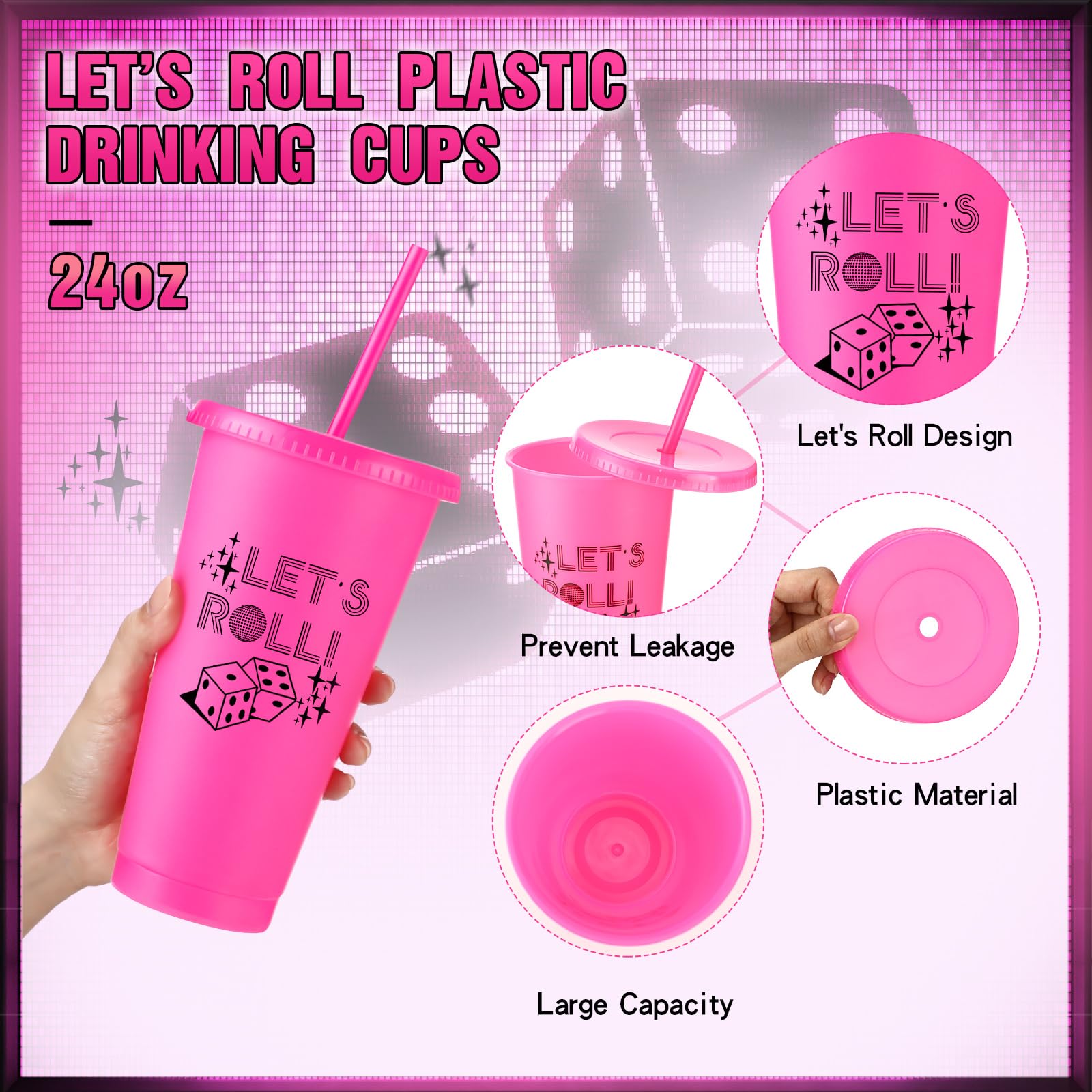 Reallnaive bunco cup with lid and straw in black for versatile use.