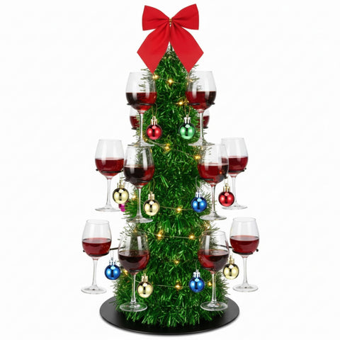 Reallnaive Christmas cocktail tree stand closeup showing sturdy metal frame for stable display
