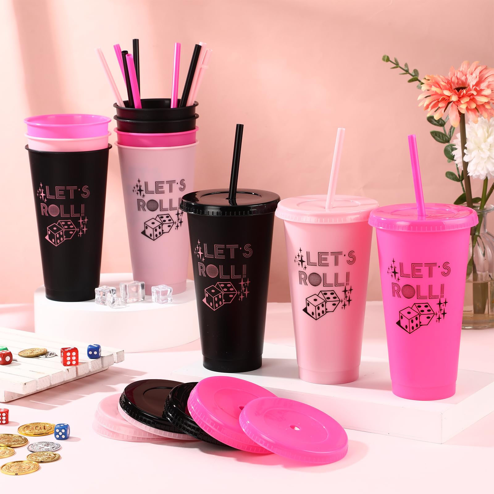 Reallnaive let's-roll-text tumbler designed for lively Bunco celebrations.