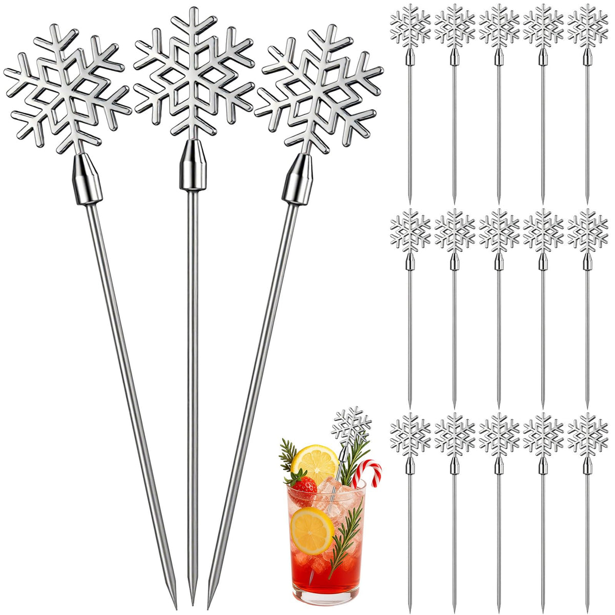 Reallnaive snowflake cocktail picks add sparkle to appetizers and drinks