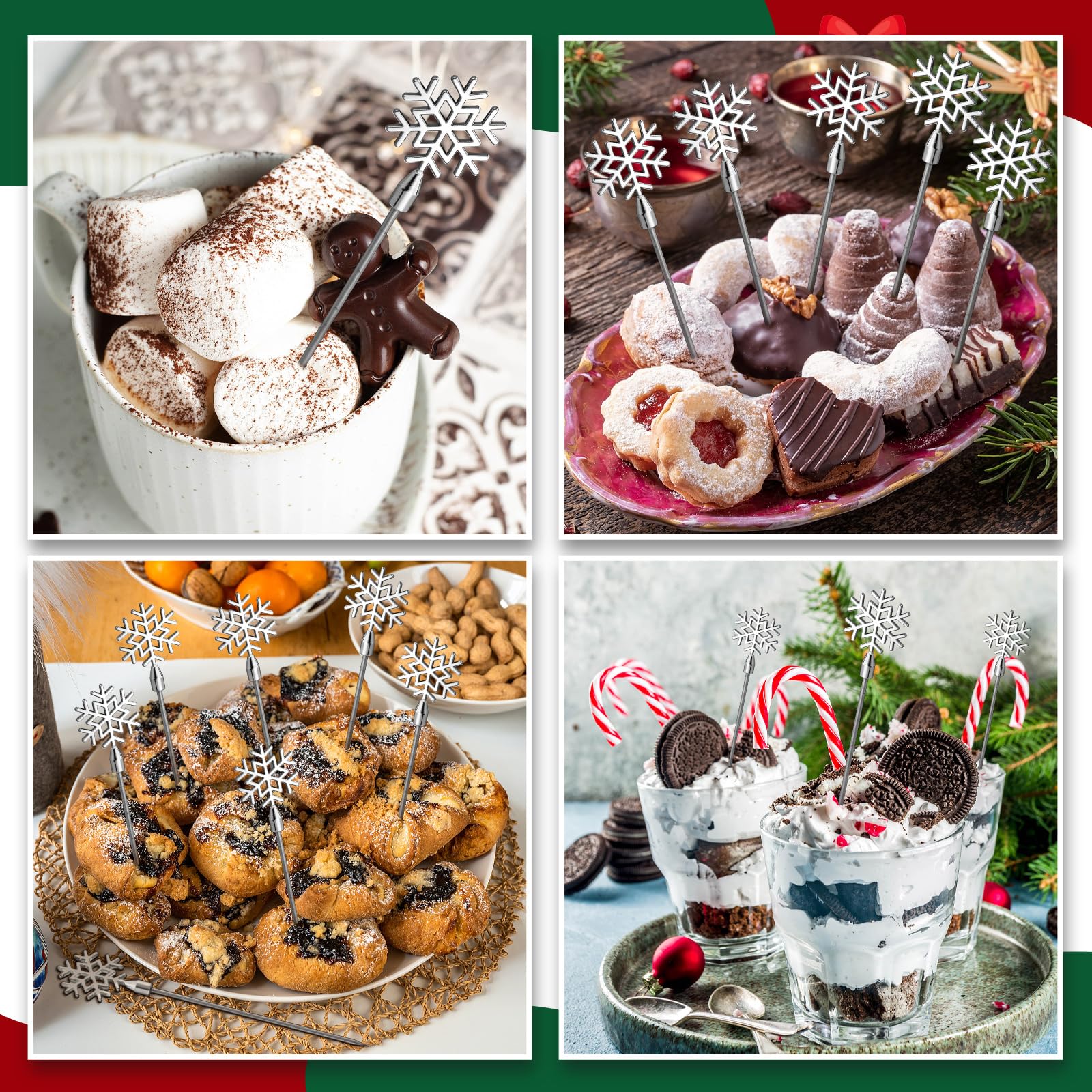 Reallnaive snowflake decorative picks for elegant table settings