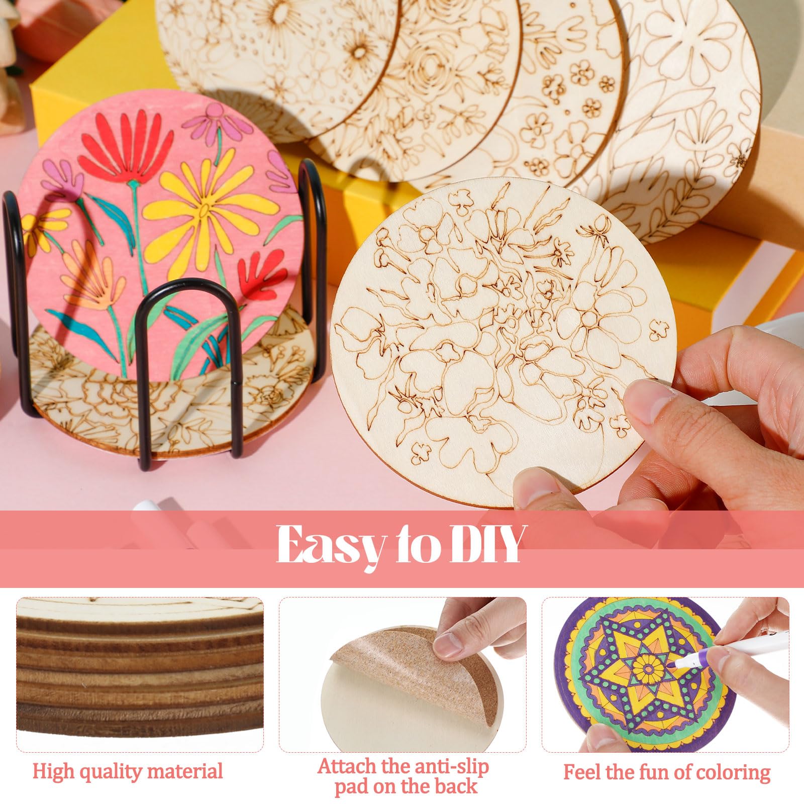 Reallnaive flower design coaster for artful table styling