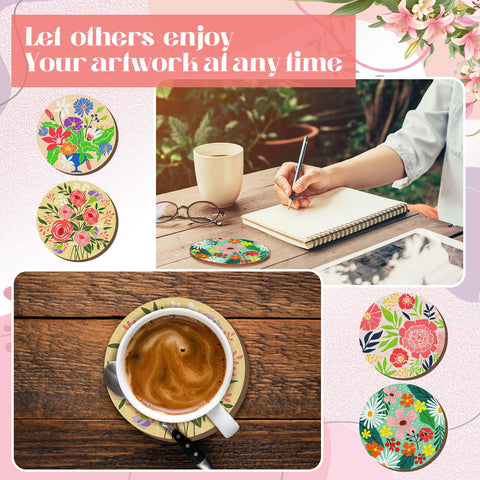 Reallnaive flower coasters offer durable pine texture with moisture resistance