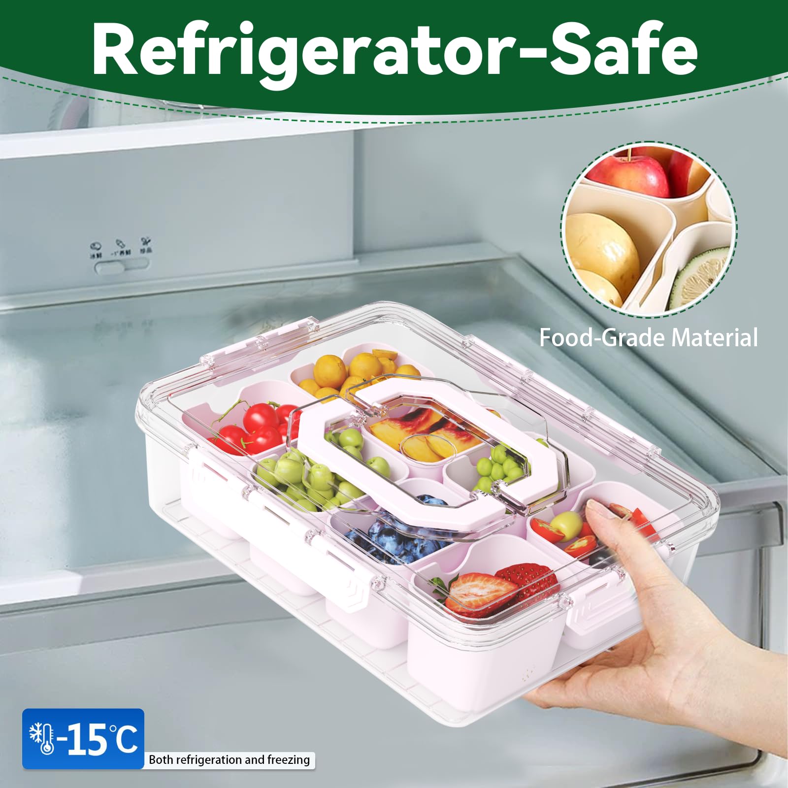 REBECAT lid-secured snack box preserves freshness during transport.