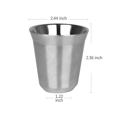 RECAPS 304 stainless steel demitasse cups, top view, durable performance
