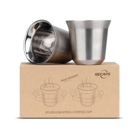 RECAPS 80ml espresso cups set, front view, keeps coffee hot longer