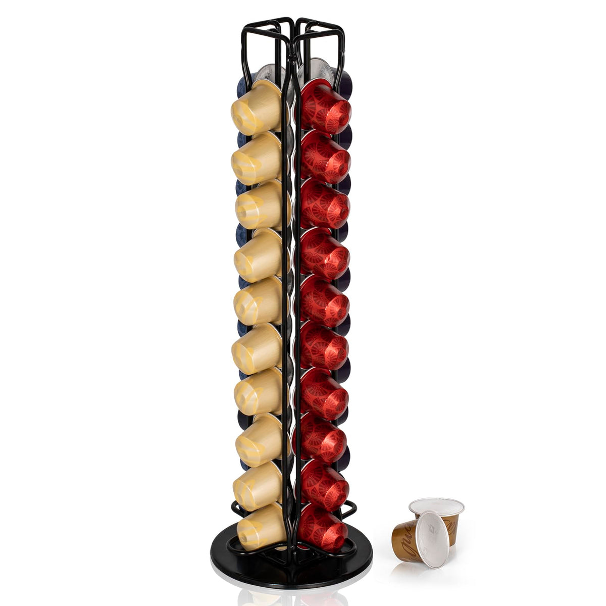 RECAPS coffee pod holder stand with 40-pod capacity for easy access and organization