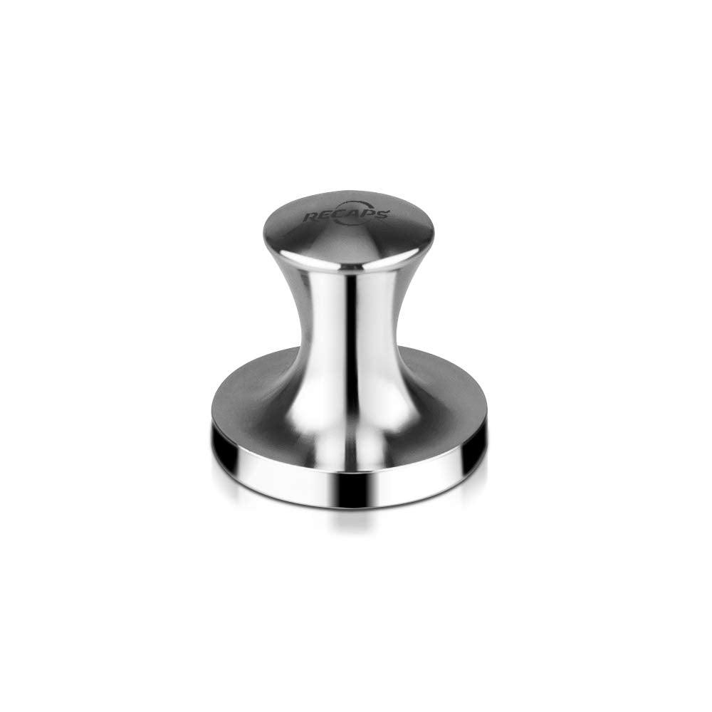 RECAPS stainless steel tamper for 45 mm Vertuo Original pods with comfortable grip.