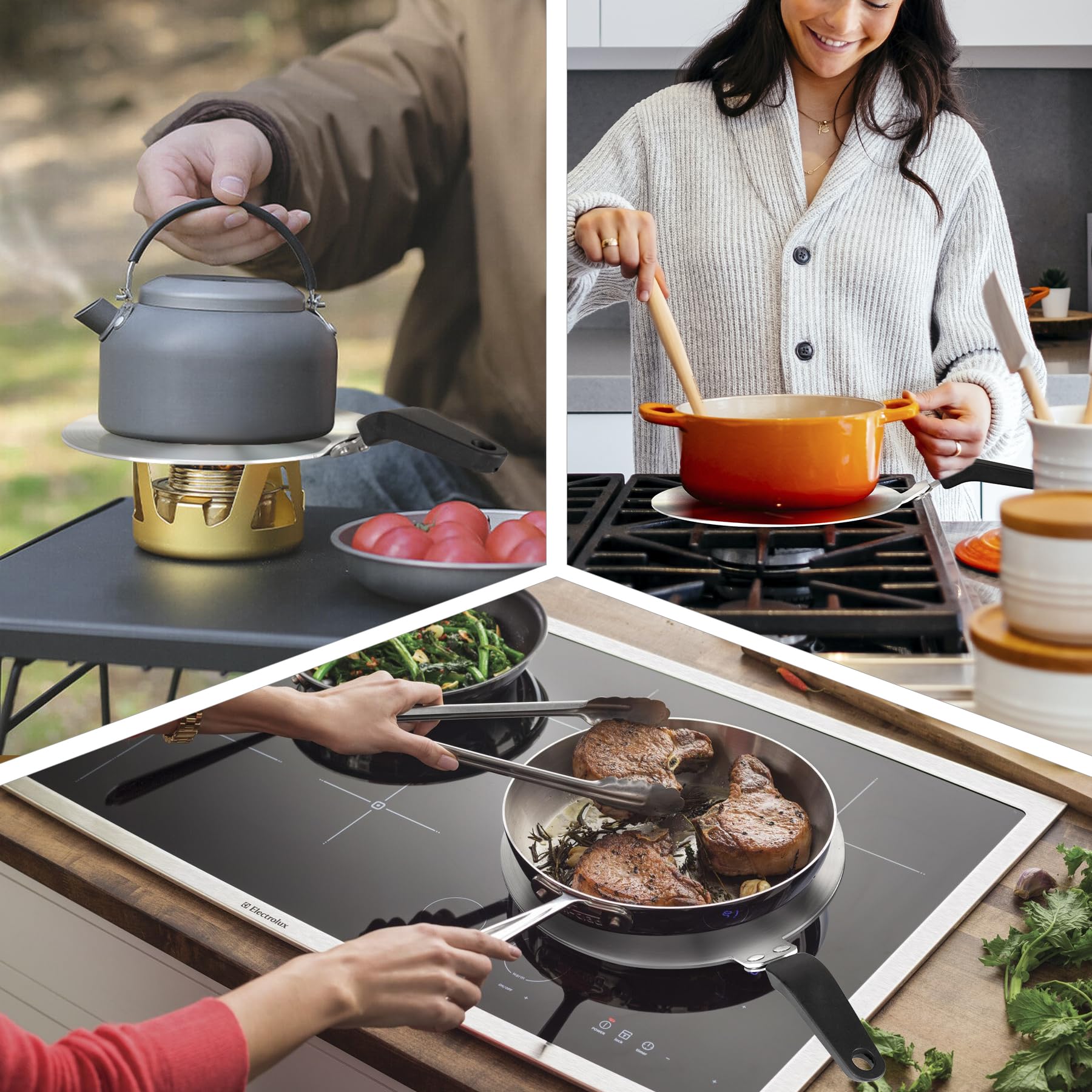 RECAPS compatible with induction, gas, and electric stoves for versatile use