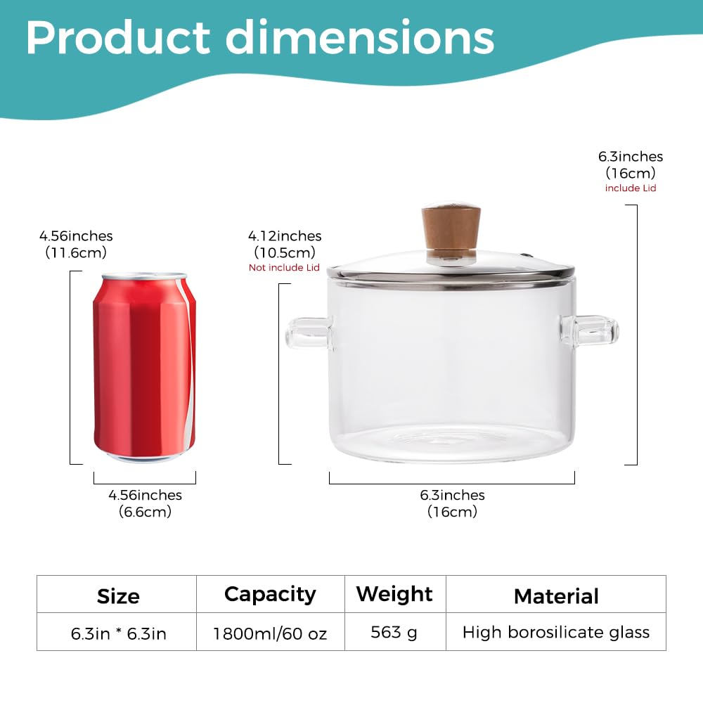 Recceng clear glass saucepan on a stove shows contents and reduces heat loss during cooking.